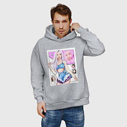 Толстовка оверсайз мужская Blackpink - Rose, цвет: меланж — фото 2