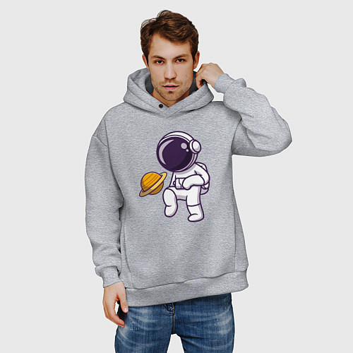 Мужское худи оверсайз Saturn football / Меланж – фото 3