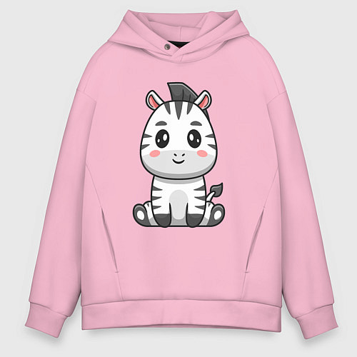Мужское худи оверсайз Весёлая зебра / Светло-розовый – фото 1