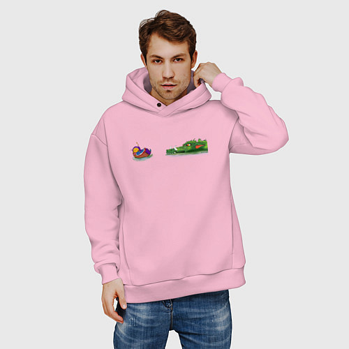 Мужское худи оверсайз Duck and Dragon / Светло-розовый – фото 3