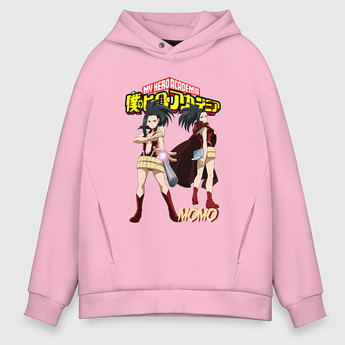 Мужское худи оверсайз Моя Геройская академия Момо героиня / Светло-розовый – фото 1