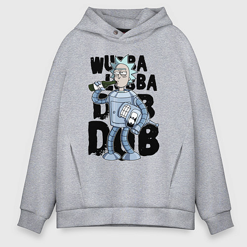 Мужское худи оверсайз Рик и Бендер / Меланж – фото 1