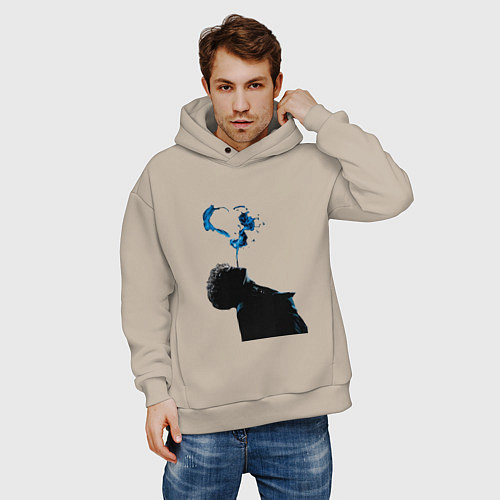 Мужское худи оверсайз Три дня дождя постер / Миндальный – фото 3