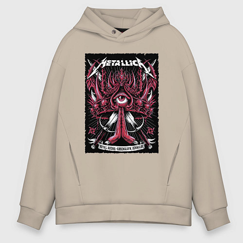 Мужское худи оверсайз Metallica - royal arena Denmark / Миндальный – фото 1