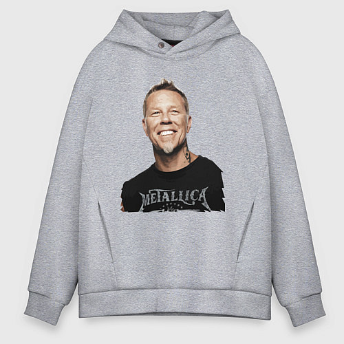 Мужское худи оверсайз James Alan Hetfield - Metallica leader / Меланж – фото 1