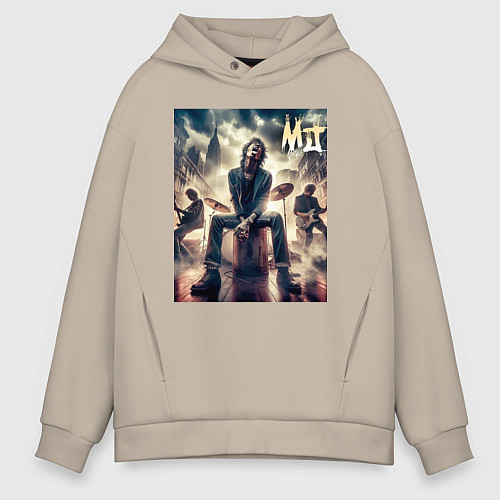 Мужское худи оверсайз Rolling Stones - Mick Jagger / Миндальный – фото 1