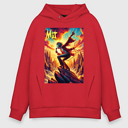 Толстовка оверсайз мужская Mick Jagger -mountain fantasy, цвет: красный