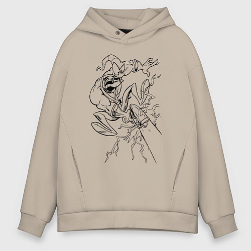 Мужское худи оверсайз Земляной червяк Джим стреляет / Миндальный – фото 1