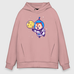 Толстовка оверсайз мужская Белочка в космосе, цвет: пыльно-розовый