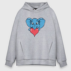 Толстовка оверсайз мужская Слон и сердце, цвет: меланж