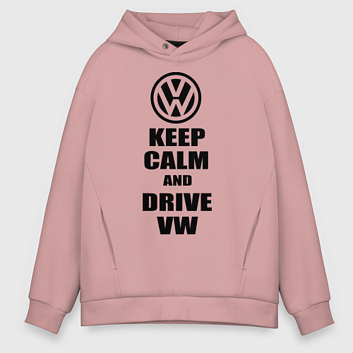 Мужское худи оверсайз Keep Calm & Drive VW / Пыльно-розовый – фото 1