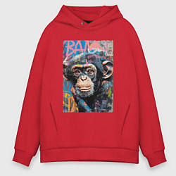 Толстовка оверсайз мужская Graffiti monkey, цвет: красный