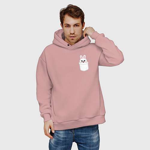 Мужское худи оверсайз Leebit in pocket / Пыльно-розовый – фото 3