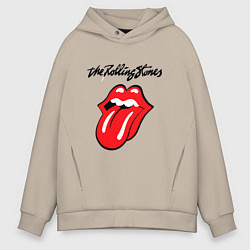 Толстовка оверсайз мужская Rolling Stones - logo, цвет: миндальный