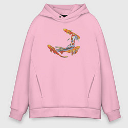 Толстовка оверсайз мужская Карпы кои рыбы, цвет: светло-розовый