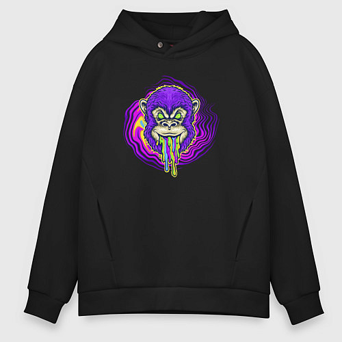 Мужское худи оверсайз Purple monkey / Черный – фото 1