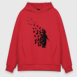 Толстовка оверсайз мужская Птицы мира, цвет: красный