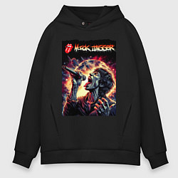 Толстовка оверсайз мужская Rolling Stones singer Mick Jagger, цвет: черный