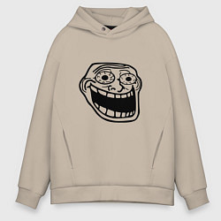 Толстовка оверсайз мужская Омега тролл фейс мем, цвет: миндальный