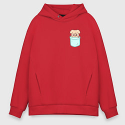Толстовка оверсайз мужская PuppyM in pocket, цвет: красный
