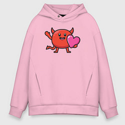 Толстовка оверсайз мужская Дьяволёнок с сердцем, цвет: светло-розовый