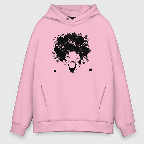 Мужское худи оверсайз Девочка весна / Светло-розовый – фото 1