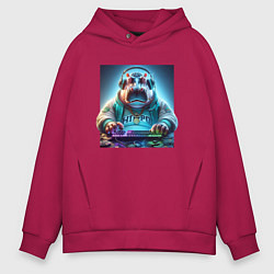Толстовка оверсайз мужская Hippo - esports player, цвет: маджента