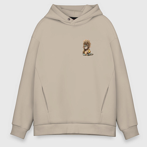 Мужское худи оверсайз Обезьянка / Миндальный – фото 1