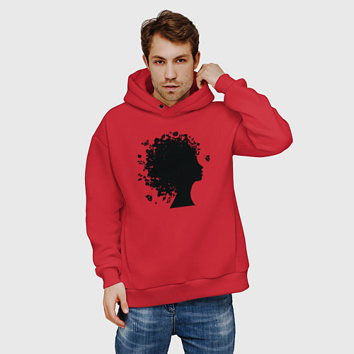 Мужское худи оверсайз Весенняя красавица / Красный – фото 3