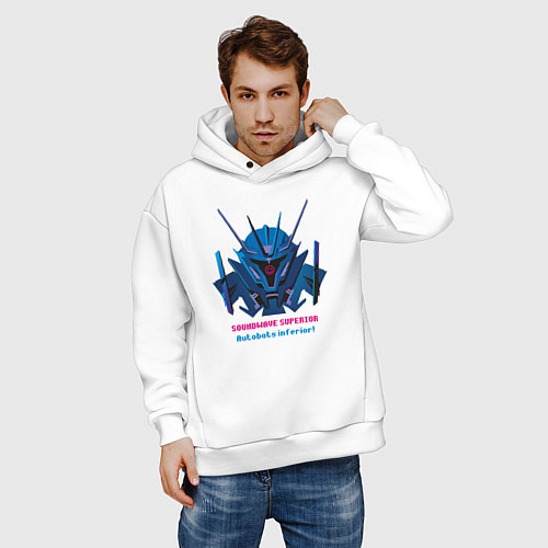 Мужское худи оверсайз Soundwave superior / Белый – фото 3