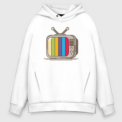 Толстовка оверсайз мужская Retro television, цвет: белый