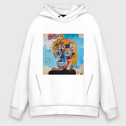 Толстовка оверсайз мужская Яркий афро граффити череп, цвет: белый