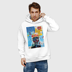Толстовка оверсайз мужская Портрет в стиле уличного искусства, цвет: белый — фото 2