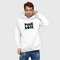 Толстовка оверсайз мужская Punk Rock in black, цвет: белый — фото 2
