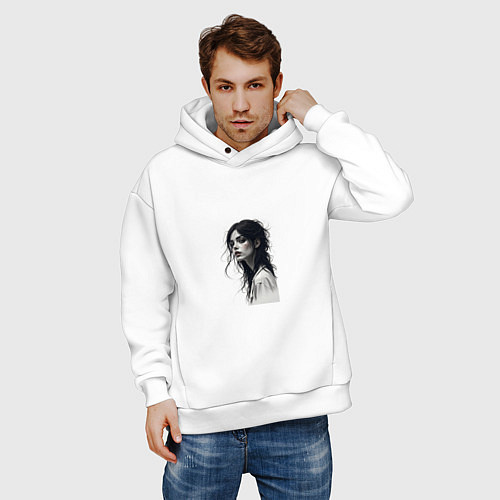 Мужское худи оверсайз Мрачная красота / Белый – фото 3