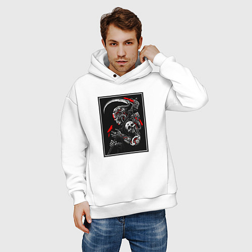 Мужское худи оверсайз Самурай ронин / Белый – фото 3