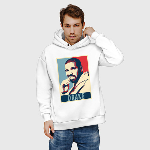 Мужское худи оверсайз Drake obey / Белый – фото 3
