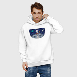 Толстовка оверсайз мужская Space travel, цвет: белый — фото 2