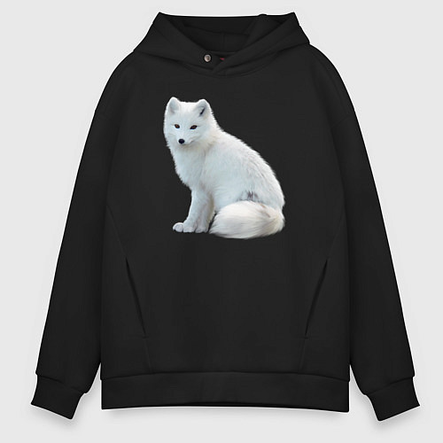 Мужское худи оверсайз Белая северная лиса / Черный – фото 1