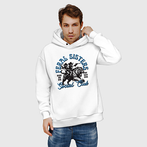 Мужское худи оверсайз Дикие сестры / Белый – фото 3