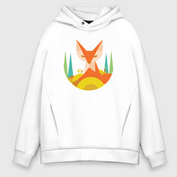 Толстовка оверсайз мужская Forest fox, цвет: белый