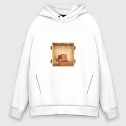 Толстовка оверсайз мужская Деревянная Коробка с Кирпичами, цвет: белый