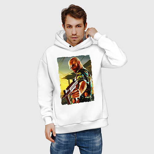 Мужское худи оверсайз Max Payne / Белый – фото 3