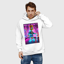 Толстовка оверсайз мужская Neon Bart - with skateboard ai art fantasy, цвет: белый — фото 2