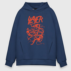 Толстовка оверсайз мужская Slayer Demon Skull, цвет: тёмно-синий