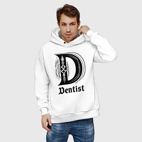 Мужское худи оверсайз D - dentist / Белый – фото 3