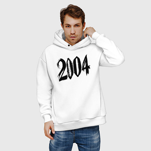 Мужское худи оверсайз 2004 штрихами / Белый – фото 3