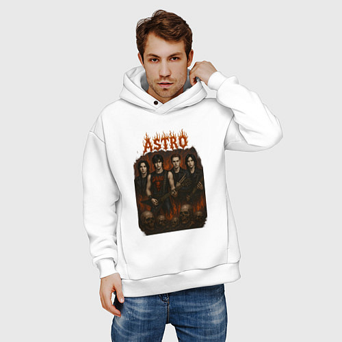 Мужское худи оверсайз Astro в стиле хэви метал / Белый – фото 3