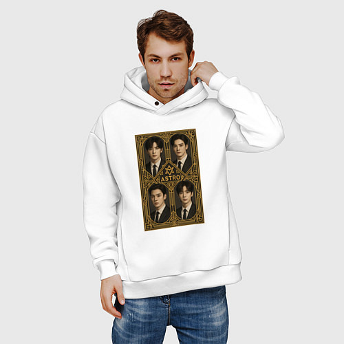 Мужское худи оверсайз Astro золотая рамка / Белый – фото 3