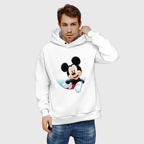 Мужское худи оверсайз Микки маус- / Белый – фото 3